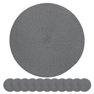 Tischset rund Flechtmuster 12er Set weiß/silber/grau/schwarz Ø38cm Polypropylen Ø38cm Tischset Platzmatte Spiraloptik abwaschbar