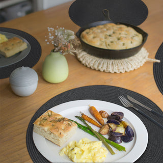 Tischset rund Flechtmuster 12er Set weiß/silber/grau/schwarz Ø38cm Polypropylen Ø38cm Tischset Platzmatte Spiraloptik abwaschbar