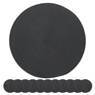 Tischset rund Flechtmuster 12er Set weiß/silber/grau/schwarz Ø38cm Polypropylen Ø38cm Tischset Platzmatte Spiraloptik abwaschbar