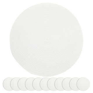 Tischset rund Flechtmuster 12er Set weiß/silber/grau/schwarz Ø38cm Polypropylen Ø38cm Tischset Platzmatte Spiraloptik abwaschbar
