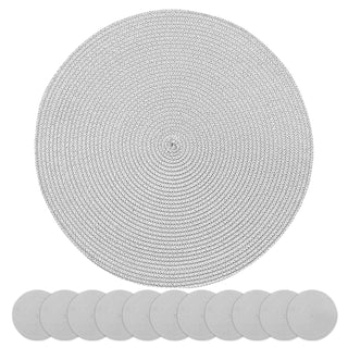 Tischset rund Flechtmuster 12er Set weiß/silber/grau/schwarz Ø38cm Polypropylen Ø38cm Tischset Platzmatte Spiraloptik abwaschbar
