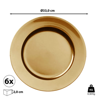 Dekoteller 6er Set Tablett PVC gold/gold glitter/silber  Ø 33cm Platzteller Kerzenteller Tischdekoration