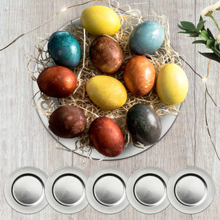 Dekoteller 6er Set Tablett PVC gold/gold glitter/silber  Ø 33cm Platzteller Kerzenteller Tischdekoration