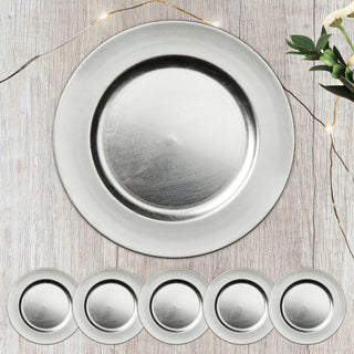 Dekoteller 6er Set Tablett PVC gold/gold glitter/silber  Ø 33cm Platzteller Kerzenteller Tischdekoration