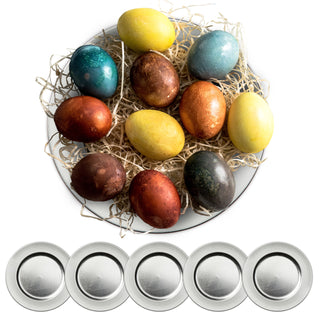 Dekoteller 6er Set Tablett PVC gold/gold glitter/silber  Ø 33cm Platzteller Kerzenteller Tischdekoration