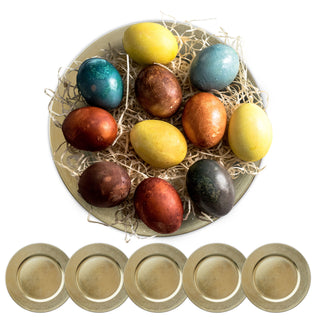 Dekoteller 6er Set Tablett PVC gold/gold glitter/silber  Ø 33cm Platzteller Kerzenteller Tischdekoration