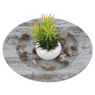 1/6x Dekoteller Tablett 'Glitter' PVC silber Ø 33cm Glitzeroptik Platzteller Kerzenteller Tischdekoration