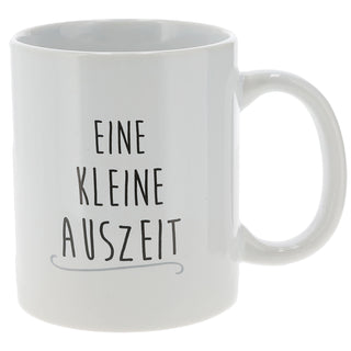 Kaffeebecher Sprüche 4er Set Steinzeug 300 ml Ø12,5cm weiß schwarz Tasse Becher Henkeltasse