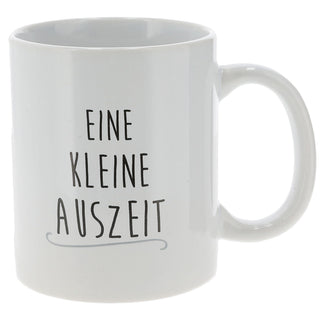Kaffeebecher Sprüche 4er Set Steinzeug 300 ml Ø12,5cm weiß schwarz Tasse Becher Henkeltasse