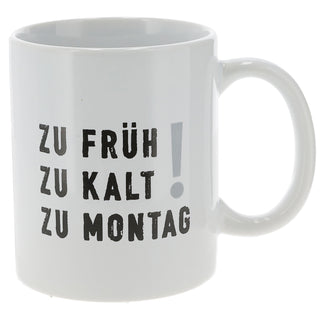 Kaffeebecher Sprüche 4er Set Steinzeug 300 ml Ø12,5cm weiß schwarz Tasse Becher Henkeltasse