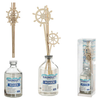 Raumduft 'Sylt' 100ml 4 Rattanstäbe 2 Dekostäbe 5x21cm Glas Duftaroma Diffuser Duftspender Zimt Gewürznelken Lavendel