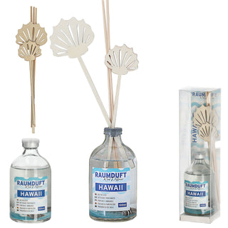 Raumduft 'Sylt' 100ml 4 Rattanstäbe 2 Dekostäbe 5x21cm Glas Duftaroma Diffuser Duftspender Zimt Gewürznelken Lavendel