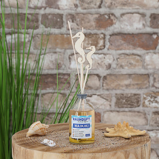 Raumduft 'Sylt' 100ml 4 Rattanstäbe 2 Dekostäbe 5x21cm Glas Duftaroma Diffuser Duftspender Zimt Gewürznelken Lavendel