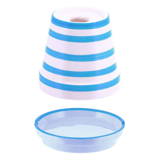 Sturmaschenbecher Maritim 2er Set blau hellblau weiß gestreift Ø12cm Dolomit Aschenbecher Windaschenbecher Topf