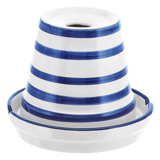 Sturmaschenbecher Maritim 2er Set blau hellblau weiß gestreift Ø12cm Dolomit Aschenbecher Windaschenbecher Topf