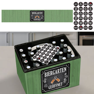 Bierkasten Banderole verschiedene Sprüche Papier L140cm DIY Bastelset für Bierkiste 24 Sticker Männergeschenk