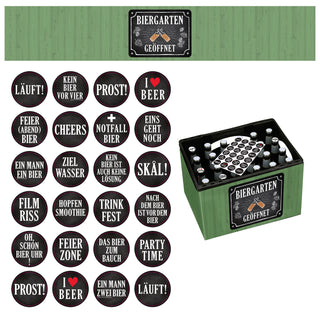 Bierkasten Banderole verschiedene Sprüche Papier L140cm DIY Bastelset für Bierkiste 24 Sticker Männergeschenk