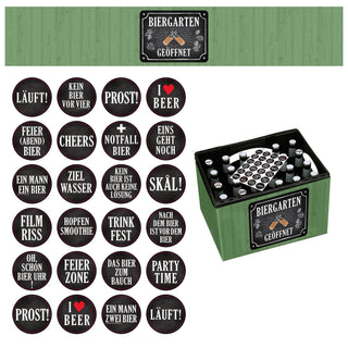 Bierkasten Banderole verschiedene Sprüche Papier L140cm DIY Bastelset für Bierkiste 24 Sticker Männergeschenk