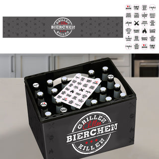 Bierkasten Banderole verschiedene Sprüche Papier L140cm DIY Bastelset für Bierkiste 24 Sticker Männergeschenk