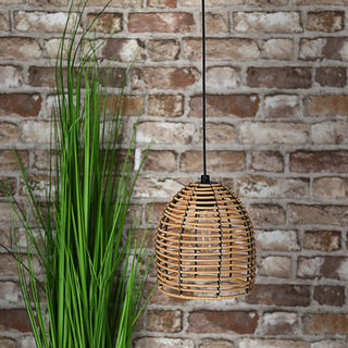 LED Rattan Lampe batteriebetrieben 16x18x16cm warmweiß Dekoleuchte Hängelampe Timerfunktion Outdoorgeeignet Zuleitung 80cm