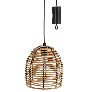 LED Rattan Lampe batteriebetrieben 16x18x16cm warmweiß Dekoleuchte Hängelampe Timerfunktion Outdoorgeeignet Zuleitung 80cm