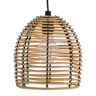LED Rattan Lampe batteriebetrieben 16x18x16cm warmweiß Dekoleuchte Hängelampe Timerfunktion Outdoorgeeignet Zuleitung 80cm