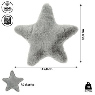 Dekokissen Stern 45x45cm Polyester grau 170g Füllung Kissen Sofakissen Dekokissen Kuschelkissen