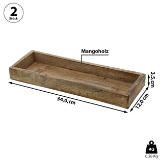Dekoschale 2er Set Mangoholz natur Größenwahl Servierschale Tablett Dekotablett Holzplatte Schale