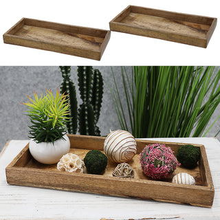 Dekoschale 2er Set Mangoholz natur Größenwahl Servierschale Tablett Dekotablett Holzplatte Schale