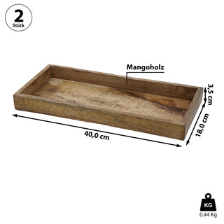 Dekoschale 2er Set Mangoholz natur Größenwahl Servierschale Tablett Dekotablett Holzplatte Schale