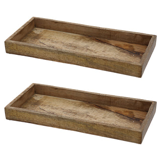 Dekoschale 2er Set Mangoholz natur Größenwahl Servierschale Tablett Dekotablett Holzplatte Schale