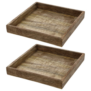 Dekoschale 2er Set Mangoholz natur Größenwahl Servierschale Tablett Dekotablett Holzplatte Schale