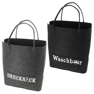 Wäschetasche 2er Set mit Aufdruck 40x45x25cmFilz Wäschekorb Wäschesack Schmutzwäsche Aufbewahrung