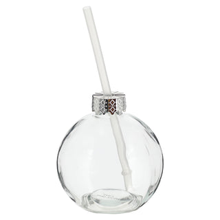 Trinkglas Christbaumkugel 6er Set Trinkhalm Ø 10cm Füllmenge 400ml Glas Kugelglas Weihnachtskugel