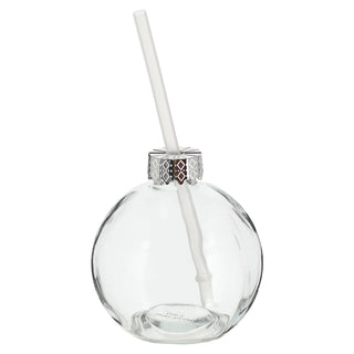 Trinkglas Christbaumkugel 6er Set Trinkhalm Ø 10cm Füllmenge 400ml Glas Kugelglas Weihnachtskugel