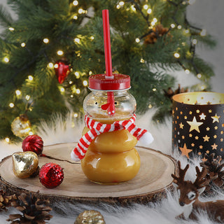 Trinkglas Schneemann 6er Set Trinkhalm Ø 7cm Füllmenge 260ml Glas Snowman Motivglas Weihnachten