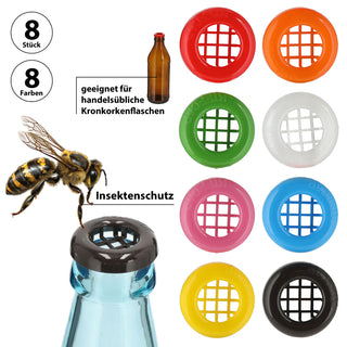 Flaschenverschluss 8er Set Ø2,8xH0,6cm Kunststoff 8 Farben Insektenschutz Schutzkappen Flaschendeckel wiederverwendbar