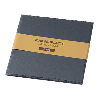 Schieferplatte 8er Set 20x20cm quadratisch mit Filzschonern Tischuntersetzer Steinplatte Servierplatte Untersetzer