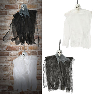 Halloween Sensenmann 2er Set zum Aufhängen H35cm Kunststoff Halloween-Party Totenkopf Deko-Aufhänger