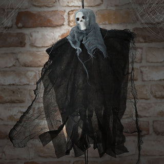 Halloween Sensenmann 2er Set zum Aufhängen H35cm Kunststoff Halloween-Party Totenkopf Deko-Aufhänger