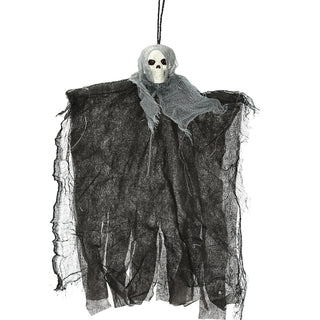Halloween Sensenmann 2er Set zum Aufhängen H35cm Kunststoff Halloween-Party Totenkopf Deko-Aufhänger