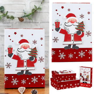 Boxenset 3er Set 'Nikolaus/Schneemann' 3D-Optik 3 Größen Karton Weihnachtsgeschenke Geschenkboxen Schachteln Boxen Verpackung