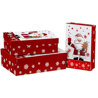 Boxenset 3er Set 'Nikolaus/Schneemann' 3D-Optik 3 Größen Karton Weihnachtsgeschenke Geschenkboxen Schachteln Boxen Verpackung