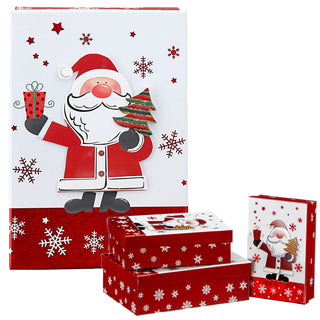 Boxenset 3er Set 'Nikolaus/Schneemann' 3D-Optik 3 Größen Karton Weihnachtsgeschenke Geschenkboxen Schachteln Boxen Verpackung