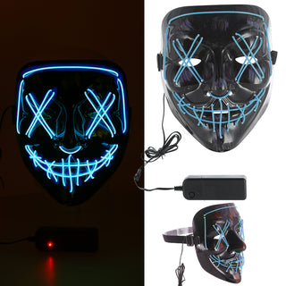 LED Hallowen Maske Lichteffekte rot/blau 18x20x9cm 2xAA Batterie 3 Leuchtvarianten Vollgesichtsmaske Leuchtmaske