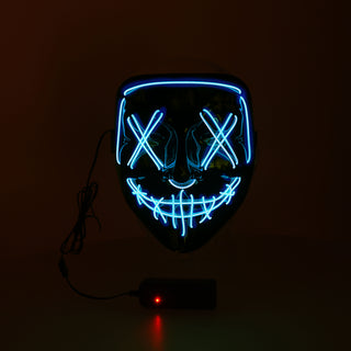 LED Hallowen Maske Lichteffekte rot/blau 18x20x9cm 2xAA Batterie 3 Leuchtvarianten Vollgesichtsmaske Leuchtmaske