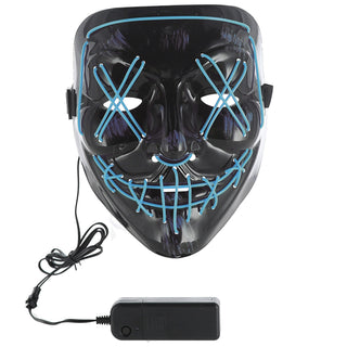 LED Hallowen Maske Lichteffekte rot/blau 18x20x9cm 2xAA Batterie 3 Leuchtvarianten Vollgesichtsmaske Leuchtmaske