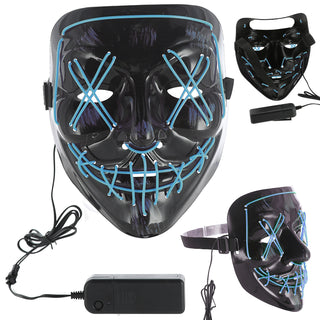 LED Hallowen Maske Lichteffekte rot/blau 18x20x9cm 2xAA Batterie 3 Leuchtvarianten Vollgesichtsmaske Leuchtmaske