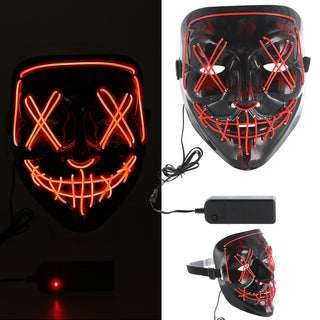 LED Hallowen Maske Lichteffekte rot/blau 18x20x9cm 2xAA Batterie 3 Leuchtvarianten Vollgesichtsmaske Leuchtmaske