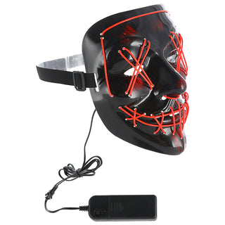LED Hallowen Maske Lichteffekte rot/blau 18x20x9cm 2xAA Batterie 3 Leuchtvarianten Vollgesichtsmaske Leuchtmaske